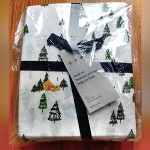 NEW UNUSED West Elm Cotton Percale Holiday Sheet Set - King